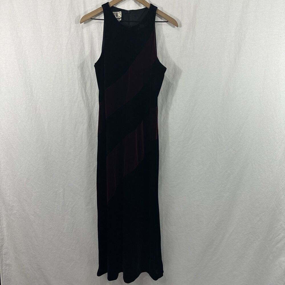 DW3 For David Warren Black Burgundy Velvet Evening Dress Sz 12 Dark Romantic